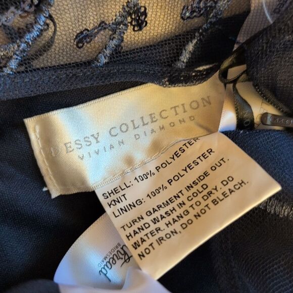 NWT Dessy Collection 3D Sequin Embroidery Dress Midnight Navy Blue Size 14 - Picture 10 of 15